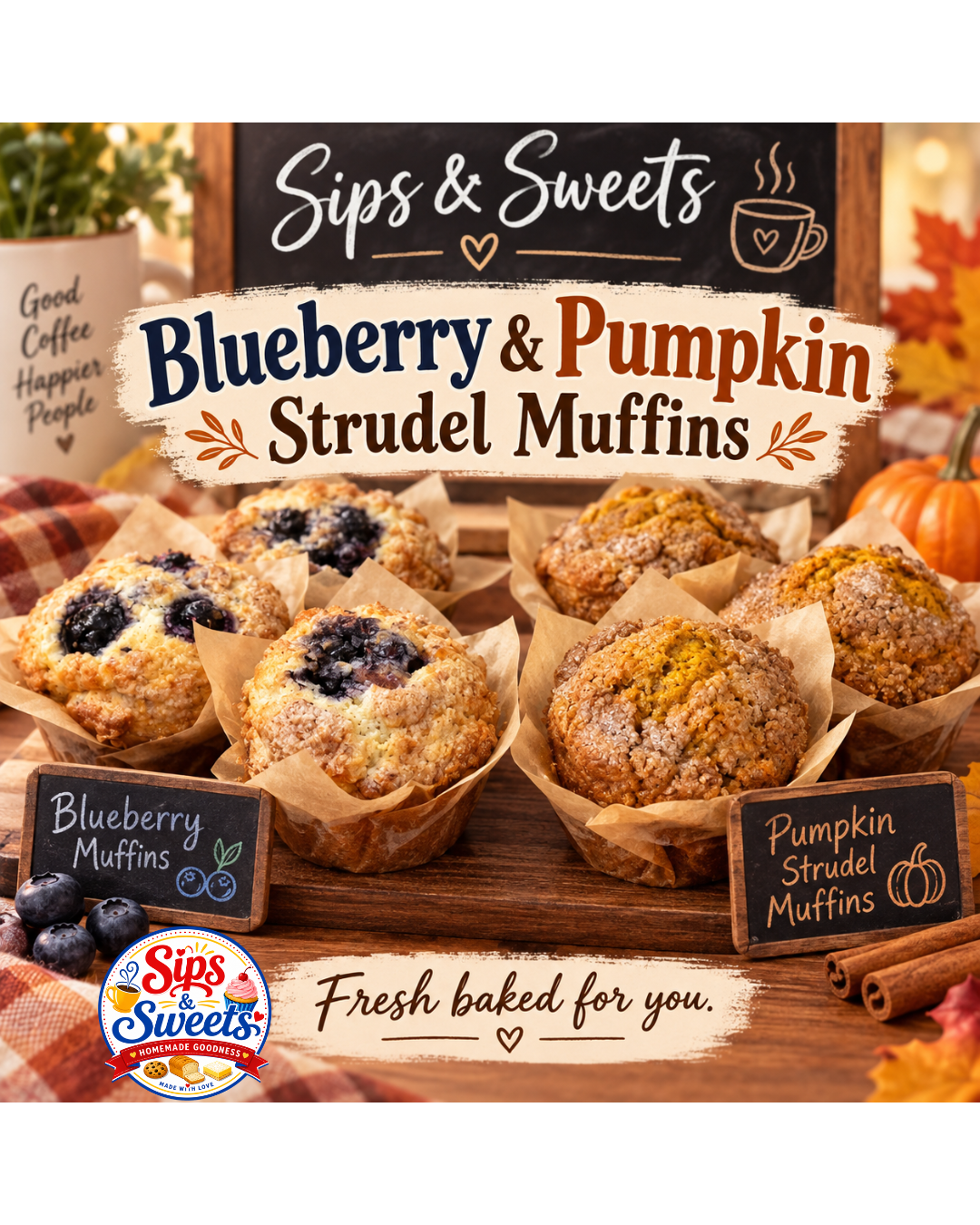 Blueberry and Pumpkin Strudel Muffins
