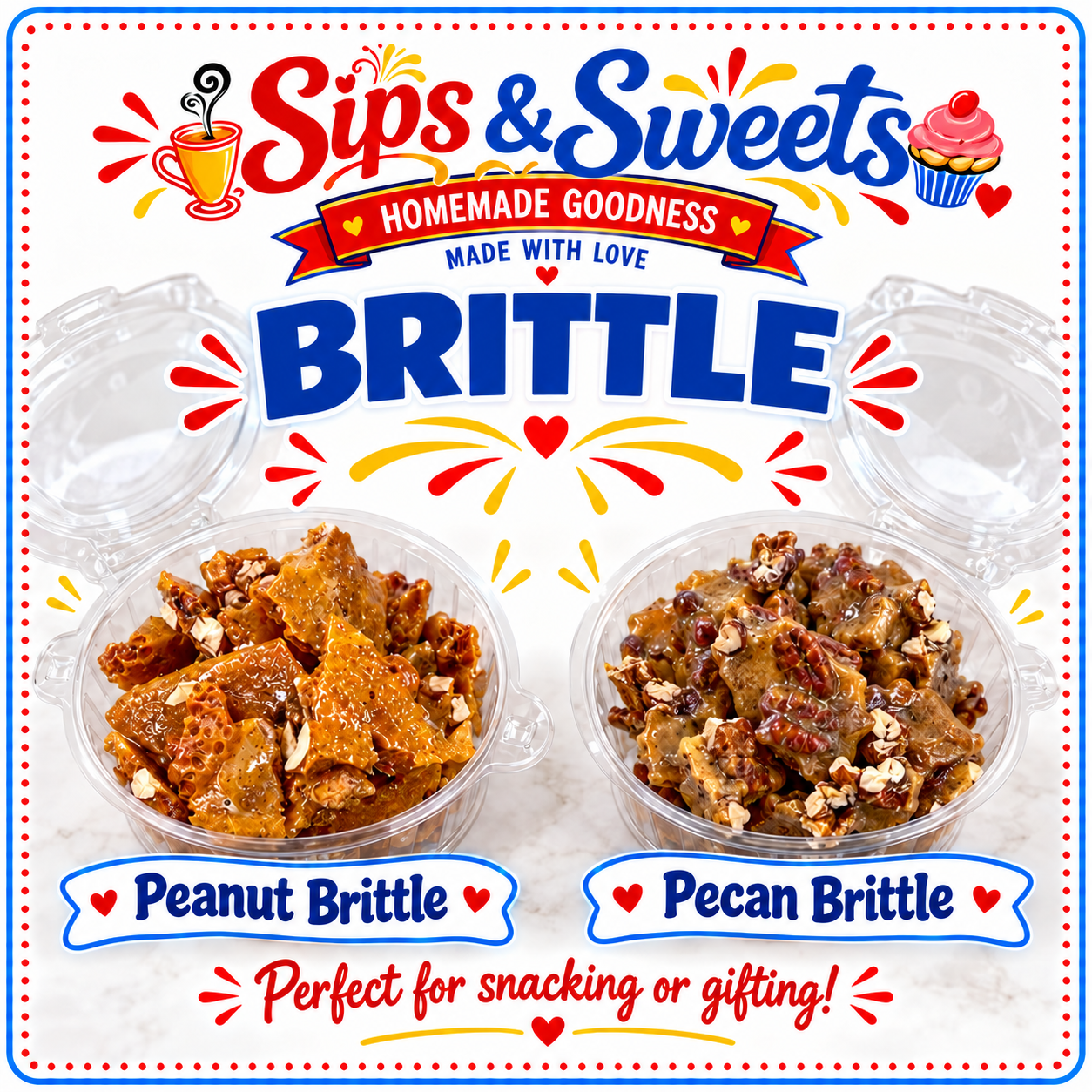 Homemade Peanut and Pecan Brittle